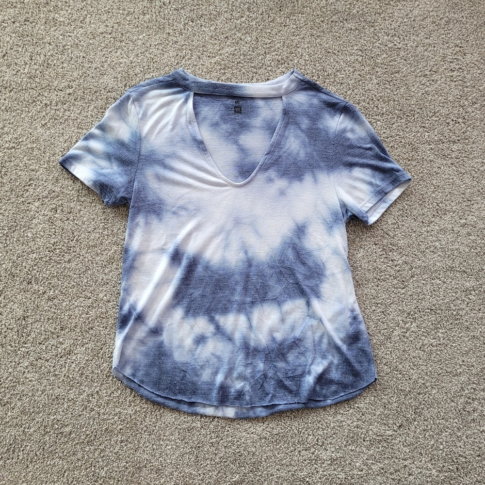 Blue + White Tie-Dye Short Sleeve Top | Size XS | Me to We